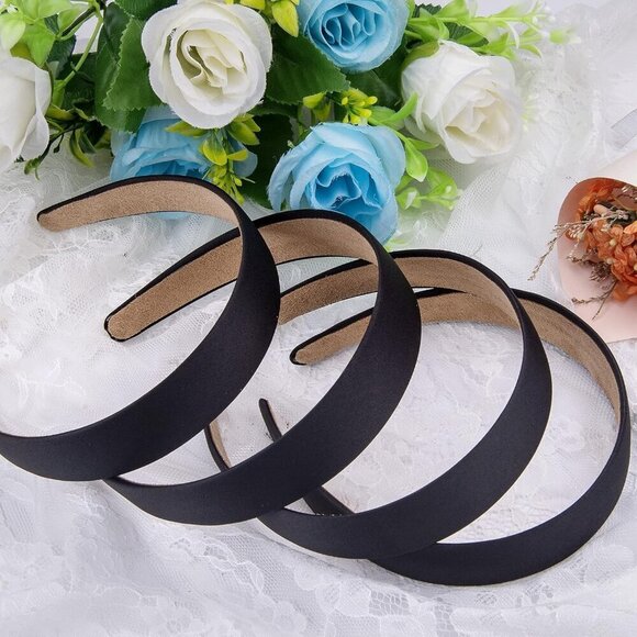 Satin Headbands Women Black Plastic Hair Accessories Non-slip DIY Fashion main image 5